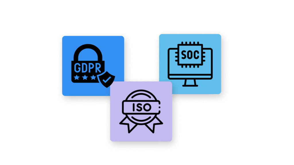 GDPR, SOC 2 and ISO 27001 certifications